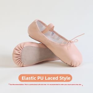 Soft Bottom Ballet Dance Shoes for Women And Children Skin Leather No-Tie Practice Ballet Shoes Suitable for Adults And Kids