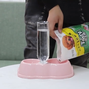 Pets Feeder 2in1 Double Cat Dog Round Bowls for Pet Food Water Feeder 500ml