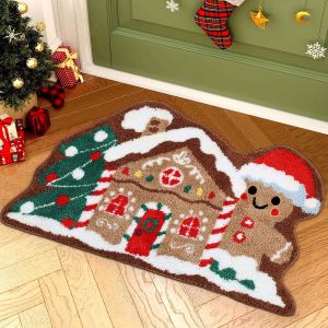 VIKAMA Christmas Welcome Doormat Non-slip Soft Absorbent Bathroom Floor Mat Front Door Living Room Bedroom Carpet Home Decor
