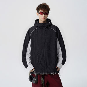 V37 | Mens Lightweight Loose Fit UPF50+ Hooded Sun Protection Jacket Reflective Stripe Quick Drying Outdoor Coat