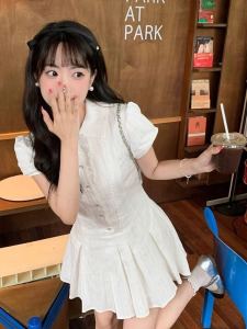 French Elegant White Flattering Belly Covering Slimming Dress Womens Summer 2025 New Small Size Short Skirt A-Line Dress