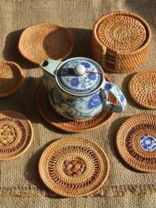 Thảm Cốc Thủ Công Bằng Tre Bắc Âu Thảm Đĩa Trà Thảm Đĩa Cốc Thảm Đĩa Bàn Ăn Thảm Đĩa Trà Đạo Thảm Đĩa Đĩa Bằng Tre