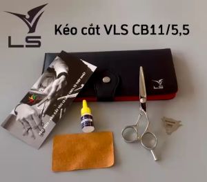 Kéo cắt tóc VLS lưỡi thẳng quai offset phẳng đỡ ngón tháo rời CB11/5.5