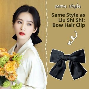 French Style Temperament Black Satin Oversized Bows Ribbon Hairpin Female Back Head Clamp Hairpin Headdress Clip