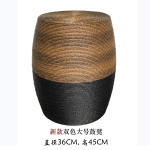 New Chinese Tatami Stool Tea Stool Casual Chair with Cushion Low Stool Drum Pier Footstool Japanese-Style Balcony Drum Stool