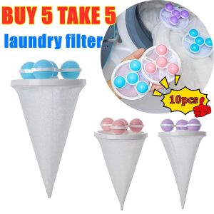 【BUY 5 TAKE 5】10pcs Collection Mesh Bag Durable Floating Hair Catcher Laundry Ball/ Washing Machine Clothes Dirty Stuff Portable Lightweight Magical Washing Machine Hair Removal Catcher Filter Mesh Cleaning Balls Bag Laundry Accessories Washing