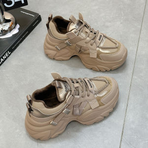 Thick-Soled Womens Sneakers 2023 Autumn New Arrival Fashionable Casual Shoes Velvet-Lined Strap-On Ins Trendy Old-School Shoes