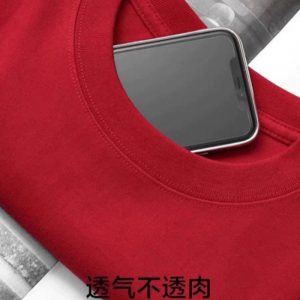 Heavyweight Pure Cotton Short Sleeve T-Shirt Red 400g Loose Fit Versatile Base Layer Shirt Mens Basic Style Summer Breathable