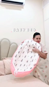 Portable Baby Bed Cotton Baby Bed Nest with Baby Pillow Washable Crib Removable Newborn Bed Set for Baby