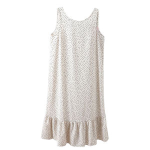 ชุดเดรสยาวคลุมเข่าทรงหลวมแขนกุดคอวีลายจุด Nono E Station MK ชุดเดรสฤดูร้อนสำหรับผู้หญิงวัย 18-24 ปี