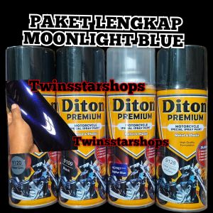 Pilok Cat Diton Premium Paket Lengkap Moonlight Blue 4 Kaleng Biru Hitam Primer Grey 9120 Black 9109 Zephyr Blue 9907 Clear 9128Glossy 400ml Spray Paint