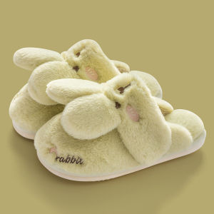 Cotton Slippers Womens Winter Rabbit Stuffed Slippers Postpartum Cartoon Cotton Shoes Cute Non-Slip Soft Bottom Furry Indoor Bag Heel
