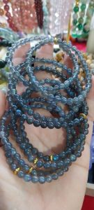 Natural Labradorite Gray 5.4-5.7mm beads size Bracelet with charms spacer gold/Anti-Malas.