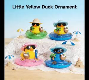 DIY Assembly Cute Duck Figurine With Sunglasses Hat And Float Mini Resin Animal Ornament Dashboard Desktop Decor Gift