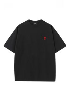 Ami Summer New Love Couple Short Sleeve T-Shirt Cotton 100% Embroidered Design Casual Wear for Men Ages 18-25