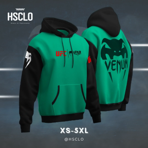Hoodie Sweater Jumper HSCLO UFC VENUM GREEN BLACK  HOODIE Bahan Fleece Jaket Lengan Panjang Ukuran Jumbo Big Size XS S M L XL XXL 3XL 4XL 5XL