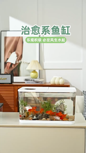 N2HAO ถังใส่ปลาขนาดเล็กใสสำหรับสัตว์เลี้ยงถังเก็บปลาไฮโดรโปนิกส์พร้อมฝาปิดระบบนิเวศ