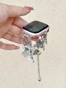 Double Chain Women Bracelet for Apple Watch Band 46mm 42 49 38 41 45 44 40mm Metal Wrist Strap for iWatch Series 10 Ultra 9 8 7