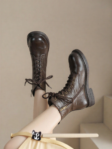 Josiny | Vintage Style Round Toe Thick Heel Summer Ankle Boots