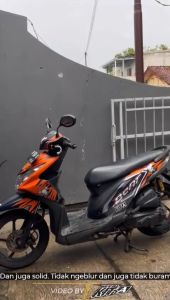 Decal Sticker Beat IN Full Body Dekal Stiker Beat IN Motif Skull Piston Oren Hitam