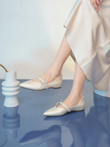Josiny | Spring Wedding Flat Pointed Mary Jane Shoes With Bow