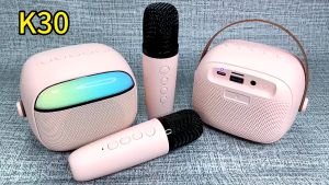 Speaker Bluetooth Mini Karaoke K30 RGB Colorful 2 Microhpone Portable Berkualitas AH109