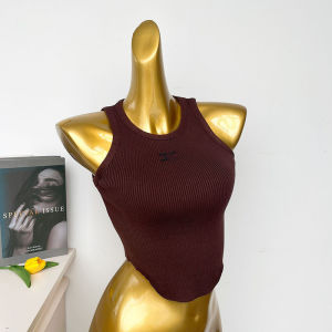 Summer New Knitted Stripe Strap Vest Womens High Waist Short Top European Style Commute Single Piece Slim Fit Regular Thickness