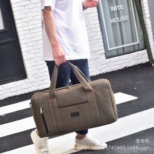 Large Capacity Canvas Travel Bag Mens Trendy Handheld Luggage Single Shoulder Bag Travel Bag Tourist Bag Business Casual