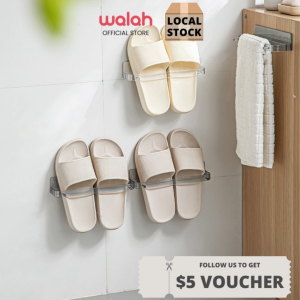 Wall Mounted Slippers Shoe Storage Rack Neat No Punching Bathroom Bedroom Drill-free Slippers Rack