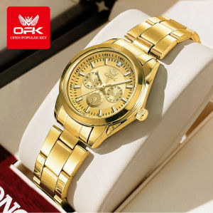 OLEVS Watch For Woman Waterproof Original Stainless Steel Quartz Watches Fashion Gold Ladies Wristwatch 6018