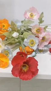 Hoa túc anh giả - 1 cành 3 bông 1 nụ - dài 59cm - Cây giả hoa lụa Decor trang trí nhà cửa