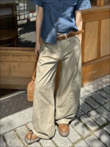 Quần Ống Đứng Rộng Rãi Phong Cách Mỹ Cổ Điển Nhiều Túi Dành Cho Nam Và Nữ Quần Dài Thường Ngày Bằng Cotton Có Khóa Kéo