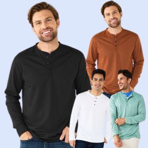 Kaos Lengan Panjang Pria Branded A9T002 APT9 Men Premier Flex Longsleeve Henley Top
