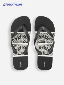 Decathlon Mens Summer Beachwear Sandals Anti-slip EVA Sole Comfortable PVC Upper Crossbody Slippers Trendy Flat Heel Flats