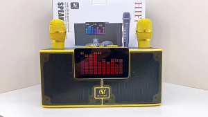 Portable Bluetooth speaker - Outdoor heavy subwoofer home KTV karaoke wireless microphone set