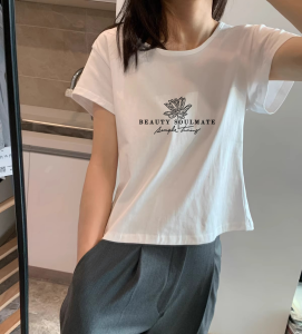 Womens Pure Cotton Short Sleeve T-shirt Summer New Loose Base Shirt Versatile Print Slimming Top Commute Style Floral Print