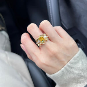 Handmade French Vintage Lace Diamond Ring Womens Luxury Simple Gold Plated Alloy Floral Pattern Ring Fashionable Jewelry