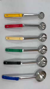 HENGHOME Stainless Steel Sauce Spoon With Long Rubber Handle Anti-Hot Pizza Spread Ladle Measuring Soup Spoon Kitchen Cooking Tableware
