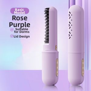 Wireless Portable Negative Ion Hair Straightening Comb And Curling Iron Dual Use Hair Styling Tool for Travel And Home Use