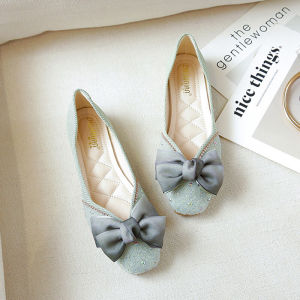 IELGY single shoes temperament with skirt fairy style gentle square toe bowknot womens shoes