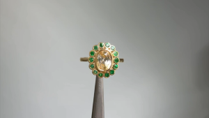 GIA certified 2.13ct Unheated Ceylon yellow Sapphire and Natural Emerald Ring