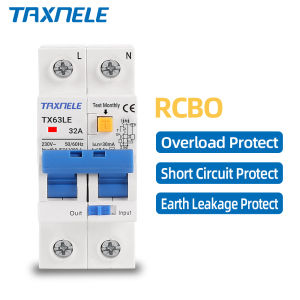 TAXNELE 230V 2P Residual Current Circuit Breaker MCB 30mA Overload Short Current Leakage Protection Protect RCBO 16A 20A 25A 32A 40A 50A 63A