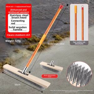 LECAN | Industrial Hard Bristle Wire Floor Brush Long Handle