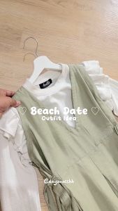 Tsabine -Irene Overall Dress Gamis Wanita Katun Linen Pita Polos Korean Style (Overall Only) Muslim Dewasa