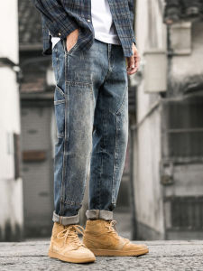 Trendy Workwear Jeans Mens Loose Straight Korean Style Casual Long Pants Autumn 2025 New Arrival Vintage Japanese Style
