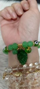 Jade Nine Tailed  Fox Bracelet Jade Crystal w/Money Bar Dragon Evil Eye