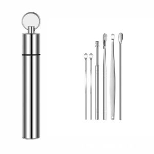 6Pcs Ear Wax Removal Tool Set Multi-Type Earpick Ear Spoon Curette Spiral Ear Cleaner for Easy Earwax Removal & Daily Ear Care