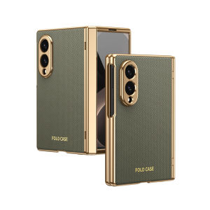 Luxury Leather Electroplated Frame Hinge Protection Case For Samsung Galaxy Z Fold 8 5G Screen Protect Film Shockproof Cover