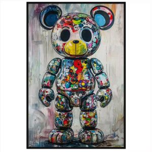 Tranh gấu bearbrick. Tranh treo tường dán tường sơn dầu canvas trang trí. CGI-1979