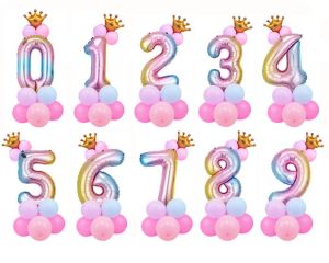 Happybaloon Paket Balon Foil Angka Umur Usia Ulang Tahun Ultah Jumbo Besar 80 Cm set Murah Rainbow PBA-01